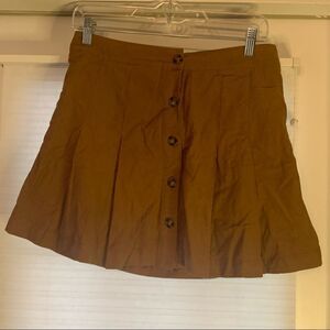 Brown Corduroy Pleated‎ Skirt Size Small New
